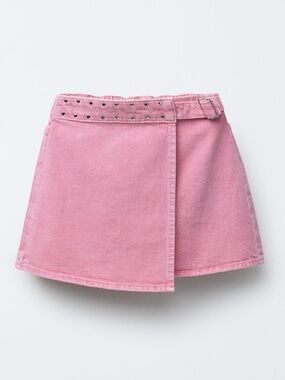 ZARA Pink Studded Buckle Mini Skirt